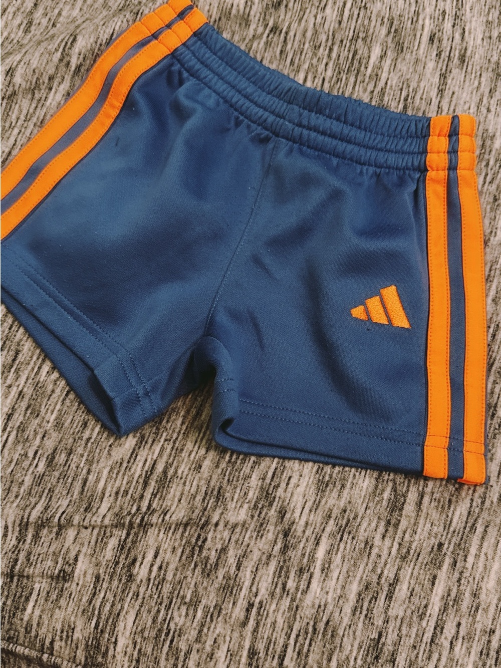 adidas Blue Shorts with Orange Stripe Accent
